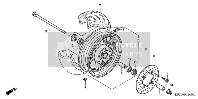 Honda SES150 2003 Ruota anteriore 1 per un 2003 Honda SES150